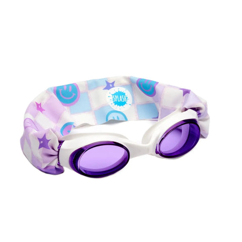 Splash Place Smiley Swim Goggles – Tangle-Free Strap, Purple Tint – One Size Fits Kids to Adults | Assembled in USA Splash Place  Swim Goggles