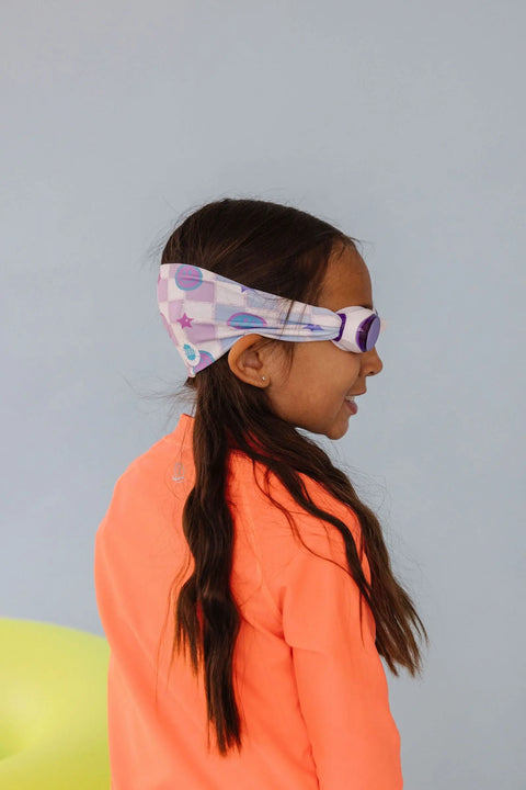 Splash Place Smiley Swim Goggles – Tangle-Free Strap, Purple Tint – One Size Fits Kids to Adults | Assembled in USA Splash Place  Swim Goggles
