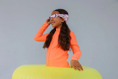 Splash Place Smiley Swim Goggles – Tangle-Free Strap, Purple Tint – One Size Fits Kids to Adults | Assembled in USA Splash Place  Swim Goggles