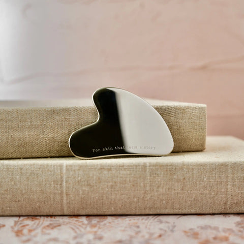Stainless Steel Gua Sha Facial Massage Tool – Cooling Lymphatic Skin Sculptor | Handmade in USA Skin Linen 
