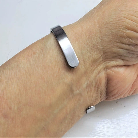 Stainless Steel LOVE Stamped Wire Wrapped Gold Druzy Cuff Alexa Martha Designs  Bracelet