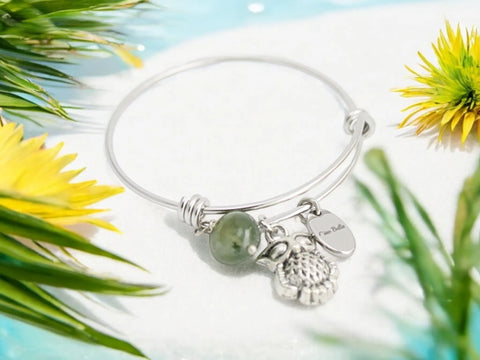 Stainless Steel Owl Charm Bangle – Green Agate Gemstone Bracelet | Made in USA Michelle Marie Boutique  Bracelet