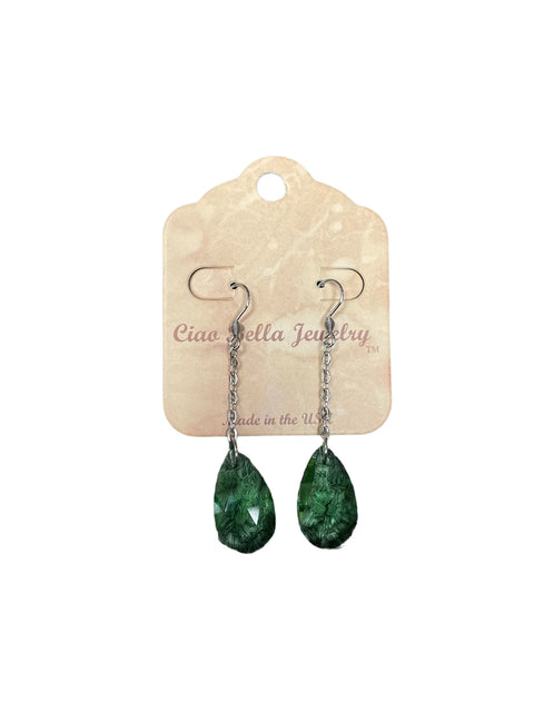Stainless Steel Teardrop Chain Earrings With Sapphire Emerald Or Crystal Gemstones – Hypoallergenic Drop Jewelry | Made in USA Michelle Marie Boutique  Earrings