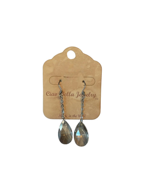 Stainless Steel Teardrop Chain Earrings With Sapphire Emerald Or Crystal Gemstones – Hypoallergenic Drop Jewelry | Made in USA Michelle Marie Boutique  Earrings