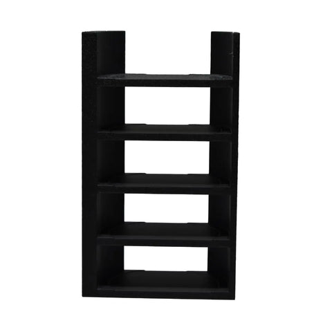 The Chatelet Manufacturing Lid Organizer, compatible with Stanley Cup lids, features 5 compartments and built-in straw storage—perfect for cabinets or kitchen counters—shown in black against a white background. Made in USA.