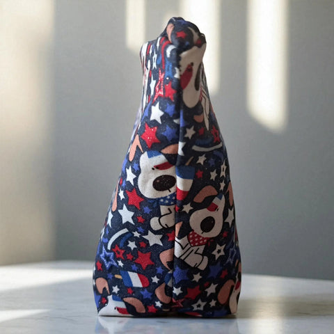 Star Spangled Puppy - Makeup Bag/ Cosmetic Bag (Different Sizes) Frances Farm & Craft LLC  Cosmetic bags