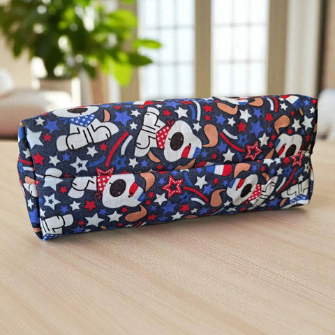 Star Spangled Puppy - Makeup Bag/ Cosmetic Bag (Different Sizes) Frances Farm & Craft LLC  Cosmetic bags