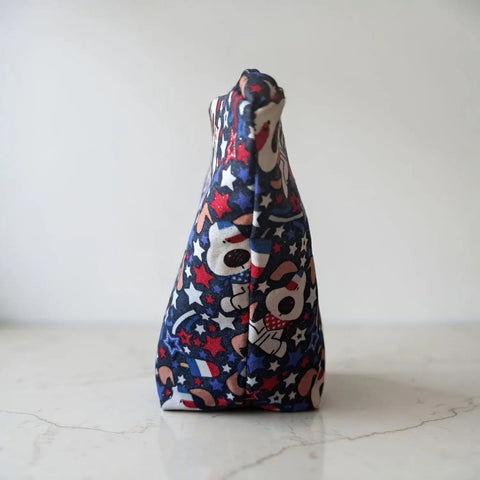 Star Spangled Puppy Makeup Bag Set – Durable Cotton Cosmetic Pouches in Small, Medium, Large | Handmade in USA Frances Farm & Craft  Cosmetic bags