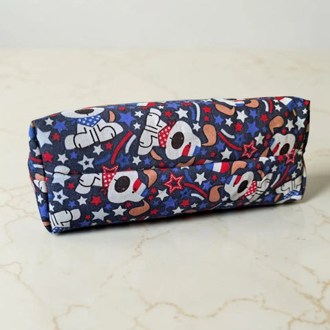 Star Spangled Puppy Makeup Bag Set – Durable Cotton Cosmetic Pouches in Small, Medium, Large | Handmade in USA Frances Farm & Craft  Cosmetic bags