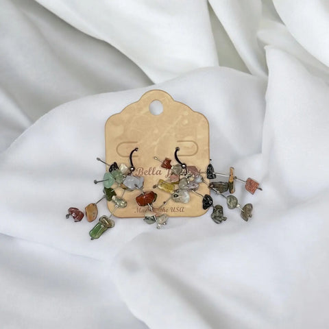 Starlight Spray Agate Dangling Earrings – Firework Design Leverback Statement Jewelry | Made in USA Handcrafted Michelle Marie Boutique  Earring