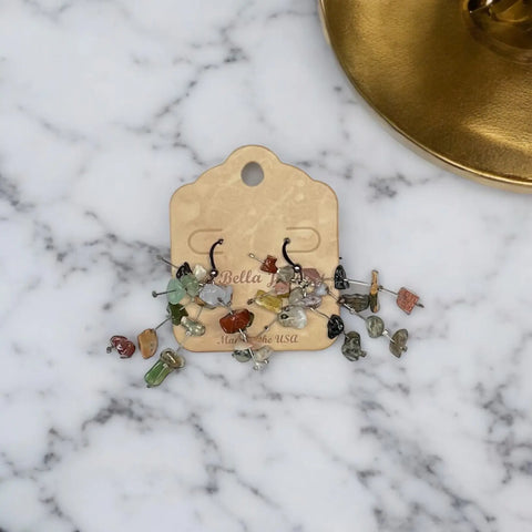 Starlight Spray Agate Dangling Earrings – Firework Design Leverback Statement Jewelry | Made in USA Handcrafted Michelle Marie Boutique  Earring
