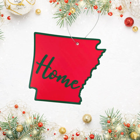 State Pride Christmas Ornament – Red Green Home Script | Made in USA Chatelet Manufacturing 