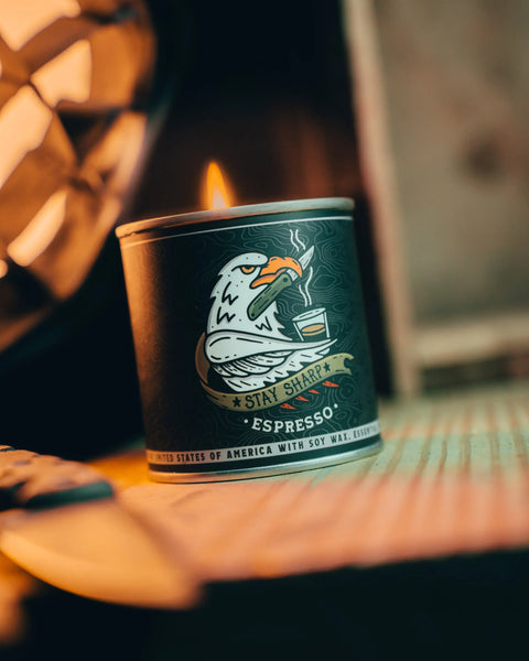 Stay Sharp Espresso Candle – Natural Soy Wax Scent | Made in USA All American Maker 