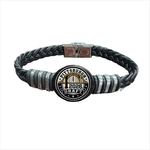 Steel City 2026 Braided Leather Draft Bracelet 7 to 9 Inch – Athletic Style Jewelry | Made in USA Michelle Marie Boutique  Bracelet