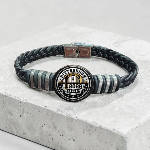Steel City 2026 Braided Leather Draft Bracelet 7 to 9 Inch – Athletic Style Jewelry | Made in USA Michelle Marie Boutique  Bracelet