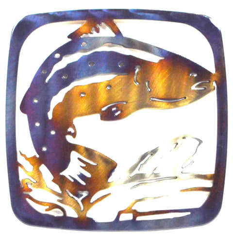 Steelhead Fish Metal Kitchen Trivet – Handcrafted Heat Shield Rustic Finish | Made in USA Knights Home Decor  item