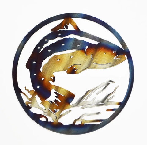 Steelhead Trout Metal Wall Art – Handcrafted Decorative Circle | Made in USA Knights Home Decor  item