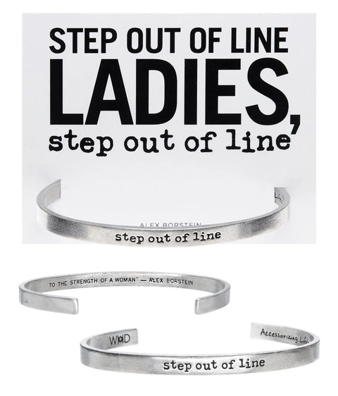 Step Out of Line Inspirational Cuff Bracelet – Handcrafted Pewter Open Bangle | Whitney Howard Designs | Made in USA Whitney Howard Designs  Cuff Bracelets