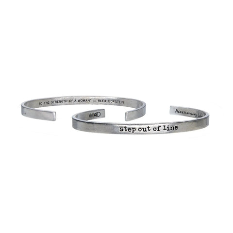 Step Out of Line Inspirational Cuff Bracelet – Handcrafted Pewter Open Bangle | Whitney Howard Designs | Made in USA Whitney Howard Designs  Cuff Bracelets