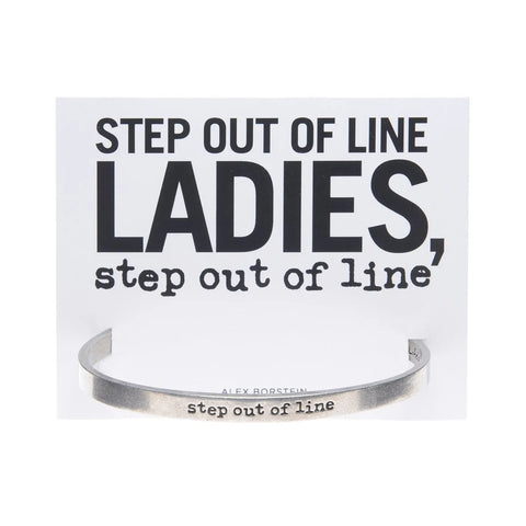 Step Out of Line Inspirational Cuff Bracelet – Handcrafted Pewter Open Bangle | Whitney Howard Designs | Made in USA Whitney Howard Designs  Cuff Bracelets