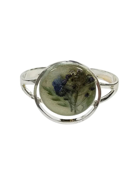 Sterling Plated Open Circle Cuff Bracelet With Pressed Flower Resin Inlay | Made in USA Michelle Marie Boutique  Bracelets