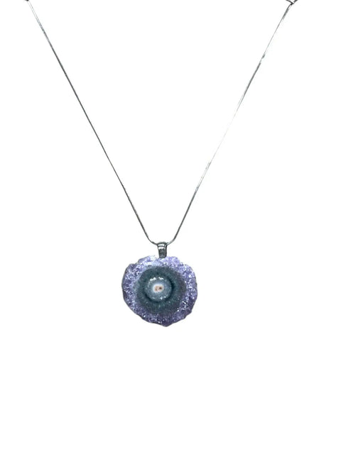 Sterling Silver Amethyst Geode Slice Necklace – 16 Inch Natural Crystal Pendant | Made in USA Michelle Marie Boutique  Pendant Necklace