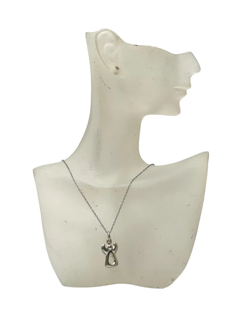Sterling Silver Angel Pendant Necklace 16 Inch Chain – Personalized Religious Charm | Made in USA Michelle Marie Boutique  Necklace