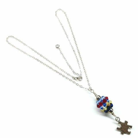 Sterling Silver Autism Awareness Crystal Barrel Necklace Alexa Martha Designs  Necklace