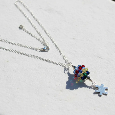 Sterling Silver Autism Awareness Crystal Barrel Necklace Alexa Martha Designs  Necklace