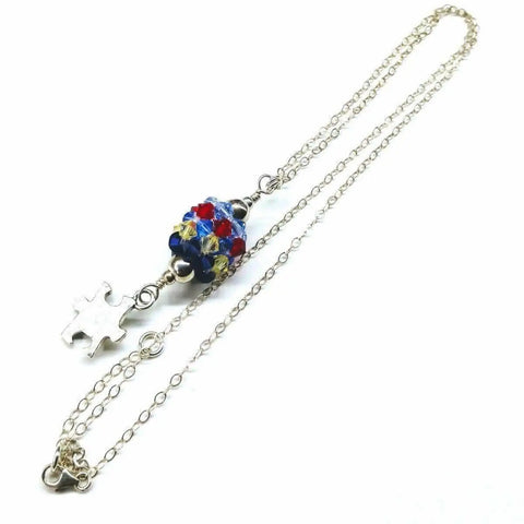 Sterling Silver Autism Awareness Crystal Barrel Necklace Alexa Martha Designs  Necklace