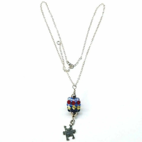 Sterling Silver Autism Awareness Crystal Barrel Necklace Alexa Martha Designs  Necklace