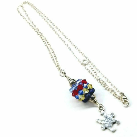 Sterling Silver Autism Awareness Crystal Barrel Necklace Alexa Martha Designs  Necklace