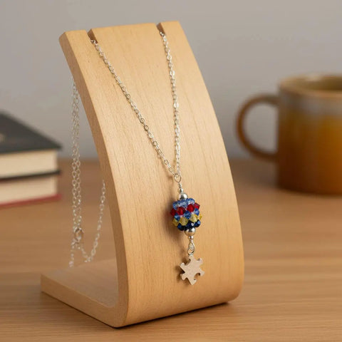 Sterling Silver Autism Awareness Crystal Barrel Necklace Alexa Martha Designs  Necklace
