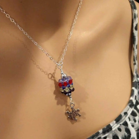 Sterling Silver Autism Awareness Crystal Barrel Necklace Alexa Martha Designs  Necklace