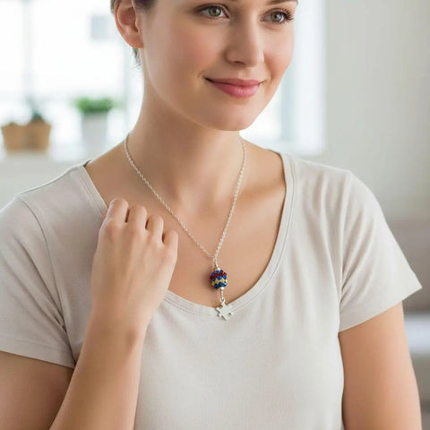 Sterling Silver Autism Awareness Crystal Barrel Necklace Alexa Martha Designs  Necklace