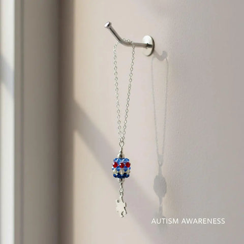 Sterling Silver Autism Awareness Crystal Barrel Necklace Alexa Martha Designs  Necklace