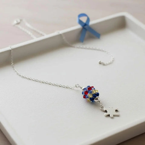 Sterling Silver Autism Awareness Crystal Barrel Necklace Alexa Martha Designs  Necklace