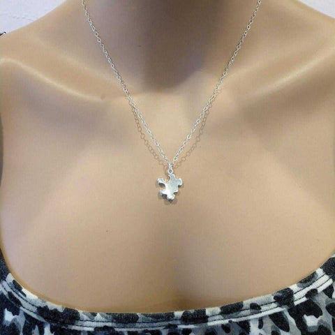 Sterling Silver Autism Awareness Puzzle Piece Pendant Necklace – Handmade Montana | Made in USA Alexa Martha Designs  Necklace