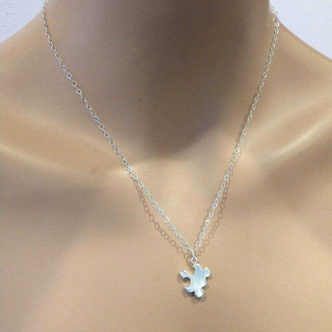 Sterling Silver Autism Awareness Puzzle Piece Pendant Necklace – Handmade Montana | Made in USA Alexa Martha Designs  Necklace