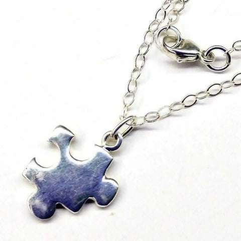 Sterling Silver Autism Awareness Puzzle Piece Pendant Necklace – Handmade Montana | Made in USA Alexa Martha Designs  Necklace
