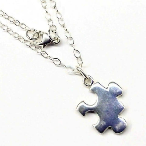 Sterling Silver Autism Awareness Puzzle Piece Pendant Necklace – Handmade Montana | Made in USA Alexa Martha Designs  Necklace