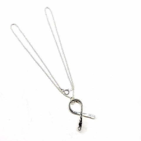 Sterling Silver Awareness Ribbon Pendant Necklace – Handcrafted Solid Silver | Made in USA Alexa Martha Designs  Necklace