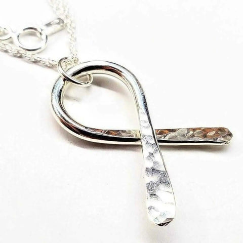 Sterling Silver Awareness Ribbon Pendant Necklace – Handcrafted Solid Silver | Made in USA Alexa Martha Designs  Necklace