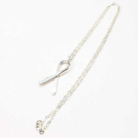 Sterling Silver Awareness Ribbon Pendant Necklace – Handcrafted Solid Silver | Made in USA Alexa Martha Designs  Necklace