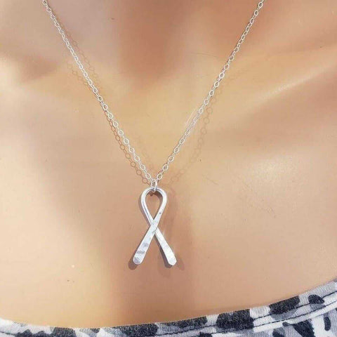 Sterling Silver Awareness Ribbon Pendant Necklace – Handcrafted Solid Silver | Made in USA Alexa Martha Designs  Necklace