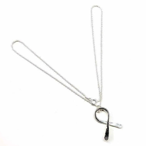 Sterling Silver Awareness Ribbon Pendant Necklace – Handcrafted Solid Silver | Made in USA Alexa Martha Designs  Necklace