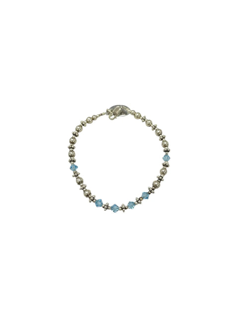 Sterling Silver Birthstone Bracelet With Amethyst Aquamarine Pink Crystals – Adjustable 7.25 Inch | Made in USA Michelle Marie Boutique  Bracelets