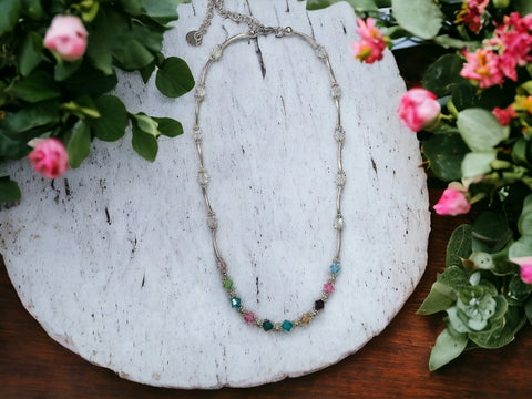 Sterling Silver Birthstone Necklace for Mom or Grandma – Custom Austrian Crystal Jewelry – Made in USA | Michelle Marie Boutique Michelle Marie Boutique  Necklace