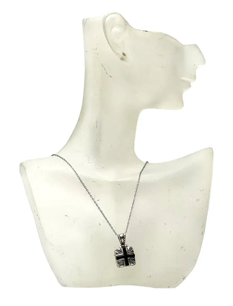 Sterling Silver Black Cross Pendant Necklace – Adjustable 18 Inch Chain | Handcrafted in USA by Michelle Marie Boutique Michelle Marie Boutique  Necklace
