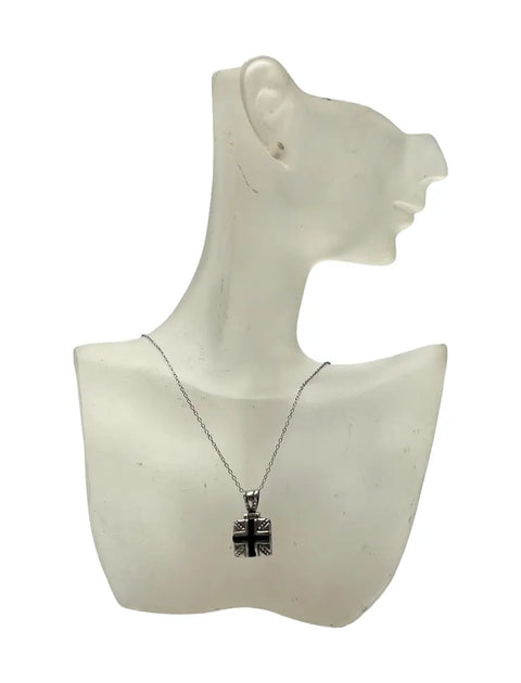 Sterling Silver Black Cross Pendant Necklace – Adjustable 18 Inch Chain | Handcrafted in USA by Michelle Marie Boutique Michelle Marie Boutique  Necklace